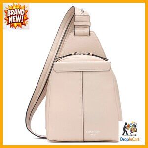 Vegan Leather Convertible Sling Backpack Chic Minimal Daypack Two Pockets